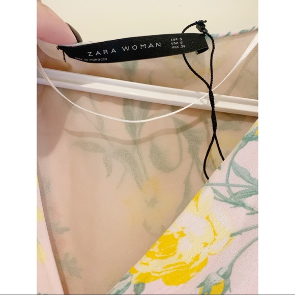 Zara midi dress floral ruffles chiffon size small - Picture 4 of 4